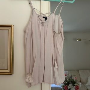 Beige lace up tank top cami